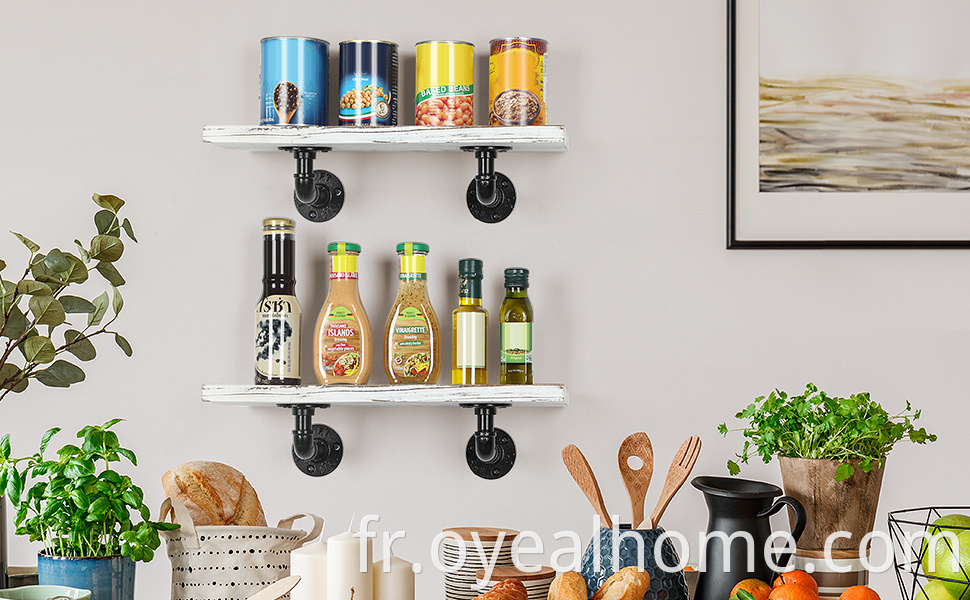 Wall Mounted Bathroom Storage Shelf With Iron Pipe